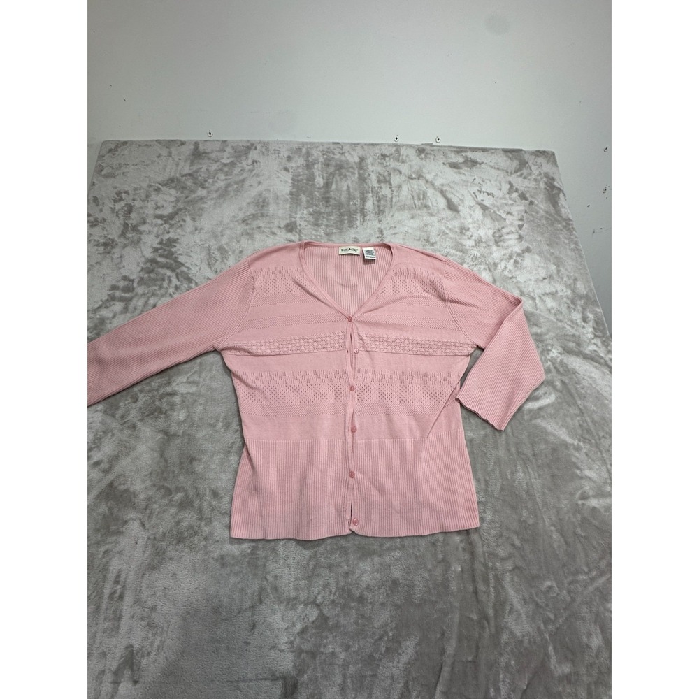 White Stag Girls Cardigan Sweater Girls Size Large Pink Long Sleeve Button Front